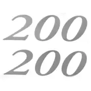 Palm Beach Boat Decal Pair | "200" 3 3/4 Inch x 2 1/4 Inch Metallic Grey