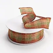 5 Yards Christmas Burlap Ribbon Rolls Wrapping Ribbon Xmas Decorative Ribbon for Wreath Bow Gift Decor,Style U