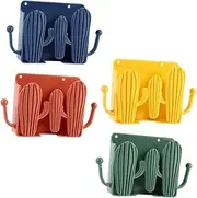 HEALSOPTHY 4Pcs Cactus Shaped Wall Mount Phone Holders Adhesive Phone Storage Holder for Living and Bedroom Remote Controller Organizer with Charging