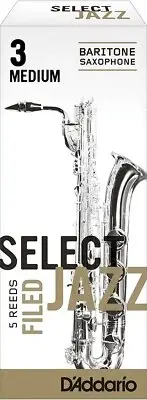 D'Addario Select Jazz Filed Baritone Sax Reeds, Box of 5 3 Soft