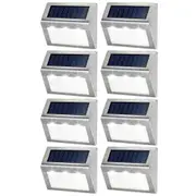 Solar Wall Light 8pcs Outdoor Waterproof 3LED Solar Fence Light Garden Wall Lamp -White