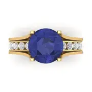 2.8 Round Cut Tanzanite Stone Promise Bridal Band set Sliding 14k Yellow Gold