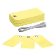 100Pcs Hang Tags,Tags with Wire String for Making Item Tags, Lemon Yellow