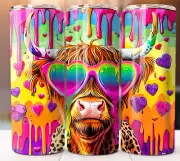 Rainbow Highland Cow tumbler Custom Tumbler 20oz Skinny Cup Mug Stainless Steel