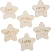ASAKKURA 6pcs Milestone Cards Monthly Milestone Blanket Monthly Milestone Markers Disc Milestone Blocks Milestone Cards Wooden Milestone Discs Sign
