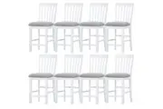 Laelia Tall Bar Chair Stool Set of 8 Solid Acacia Wood Coastal Furniture - White