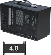 MiniNeo S400 Mini ITX Portable Enclosure 10L with Advanced Vented Panel, Type-C USB3.0 Ports, Triple Slot GPU, Cable Management System, with PCIe 16X Riser Cable (Black Gen4)