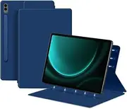 Tablet Case for Samsung Galaxy Tab S9 FE Plus / S9 FE+ 12.4-inch 12.4” 2023 Strong Magnetic Leather Cover, Built-in S Pen Holder, Auto Sleep/Wake, Adjustable Angles Casing (Blue)