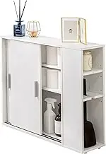 Hagihara RTR-1139WH Toilet Rack, Storage, Slim, Bathroom Storage, Side Rack, Shelf, Handle, Sliding Door, Thin, Compact, Width 29.1 x Depth 7.7 x Height 2.4 inches (74 x 19.5 x 61 mm), White