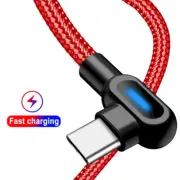 90° Right Angle Micro USB LED Fast Charging Data Sync Cable For Android Type C