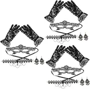 [OATIPHO] Cosplay Costume Halloween Costume Supplies Halloween Vampire Costume Accessories Punk Mask Masquerade Gloves Cosplay Masks Punk Necklace Zinc Alloy Black