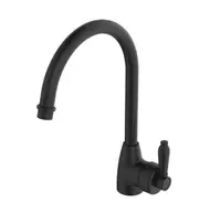 Fienza Eleanor Mordern Vintage Matt Black Solid Brass Gooseneck Sink Mixer