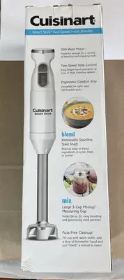Cuisinart Smart Stick Hand Blender Two Speed White 300 Watts With Cup