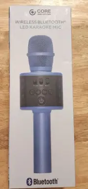 New Core Innovations Wireless Bluetooth LED Karaoke Microphone, Blue B-10