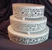 12 Inch 3 Tier Round White Enamel Cake Stand