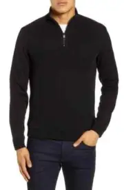 $165 Ted Baker London,Hydes Slim Fit Textureblock Quarter Zip Pullover, Black, S