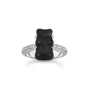 Genuine THOMAS SABO Ring with black Goldbear and zirconia