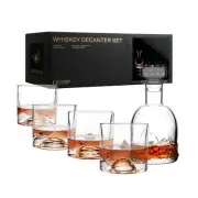 The Peaks Mountains Crystal Bourbon Whiskey Decanter Gift Set with 4 Old Fash...