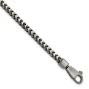 Sterling Silver Antiqued 3.1mm D/C Square Franco Chain
