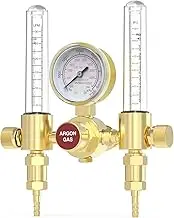 YESWELDER Dual Output Argon Regulator Flow Meter Mig Tig, 0-4500PSI, CGA580 Inlet Connection