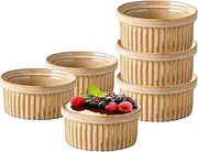 Ramekins 13oz/400ml Ramekin Set of 6 Oven Safe Ceramic Baking Dish for Souffle, Custard Pudding,Cake,Creme Brulee
