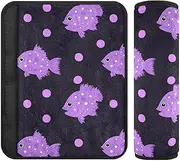 Puffer Fish Lavender Polka Dot Pattern 2 Pack car Seats Strap Covers, Stop seat Belt Cutting into Neck, car Accessories for Auto Airplane Van 10x7.7 in Protector para cinturón de