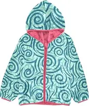 [GuoChe] Big Girls Jackets With Sherpa Lining Spirals Sea Ocean Stylized Waves Blue Baby Boys' Outerwear Jackets pink Cute Baby