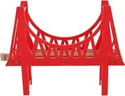 LUOZZY Double Deck Wooden Train Track Bridge Red Sea Crossing Bridge Durable Wooden Railway Accessories for Kids Home and School Play - Red