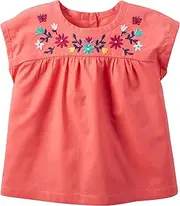[Carter's] Girls' Coral Embroidered Top