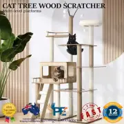 Alopet Large Cat Tree Wood Scratcher Scratching Post Tower Condo House Bed 172cm