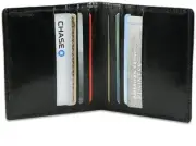 BLACK MENS GENUINE LEATHER Bifold 6 Credit Cards Wallet Thin ID Bill Holder