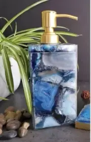Natural Blue Agate Soap Dispenser Handmade Crystal Lotion Dispenser Gift Decors