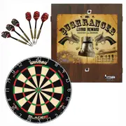 Winmau Blade 6 DUAL CORE Dart Board + Ned Kelly Cabinet + Darts Set