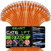 GEARit Cat 6 Ethernet Cable (50-Pack 1 Foot) Cat6 1 Foot (50-Pack), Orange
