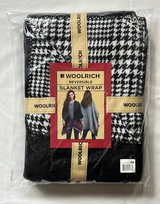 New Woolrich Reversible Blanket Wrap One Size Vivacious Border Stripe Glen Plaid