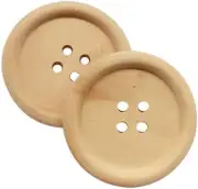 30Pcs 40Mm 1 1/2" round Natural Wood Buttons 4 Holes Craft Sewing Button (40Mm)
