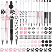 ZLHETWT 12 Pcs Beadable Pens Bulk Bead Pens with Assorted Colors Beads 14cm DIY Making Kit Multicolor Ballpoint Pen Black Ink for Kids Office School Craft Making