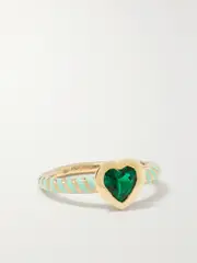 [Alison Lou] Alison Lou - 14-karat Gold, Enamel And Emerald Ring - Green - 5 5 Green