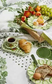 Fiorito by MODA DOMUS, Set-Of-Four Hand-painted Ceramic Teacup and Saucer