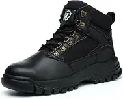 [PJZHJ] Steel Toe Boots for Men Lightweight Work Safety Boots Slip Resistant Industrial Construction Boots Outdoor Hiking Military Tactical Shoes