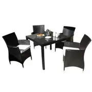 Roman 4 Seater Square Outdoor Wicker Dining Table and Chairs Setting - Outdoor Wicker Dining Settings