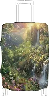 [Joisal] Whimsical Garden Clouds Luggage Covers for Suitcase Fit 18-32 Inch Luggage Sleeve, Whimsical Forest Scene, S 18-20 in