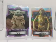 2 x Card Lot 2023 Topps Chrome Star Wars Monikers Grogu Kid & C-3PO Threepio