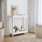 Hallway Table 2-Tier Wooden Console Table White
