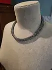 Ava & Ana Rhinestone choker Collar Necklace black mesh metal Gift Jewelry NWT