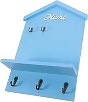 HYTROVE Cute House Shaped Wall Key Holder with Shelf Decorative Entryway Hook Key Rack Design for Organizing Keys Items Home