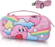TIKOdirect Carrying Case for Nintendo Switch & OLED Mode, Cute Portable Travel Bag in Newest Updated Design of Pink Interior with an Adjustable Shoulder Strap, Pink Kirby
