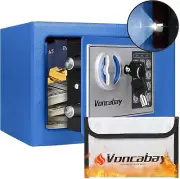 Fireproof Money Safe Box with Intelligent Sensor Light & Password Lock - Blue