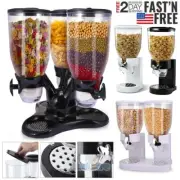 Large Cereal Dispenser Storage Triple Dry Food Snack Container Kitchen Canister