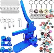 Button Maker Machine, Badge Making Machine Multiple Sizes 25-32-58mm, 500 Buttons,15 Bottle Openers,15 Fridge Magnets,15 Keychain Buttons, 500+ Free Designs,3 Circle Cutters (Blue)